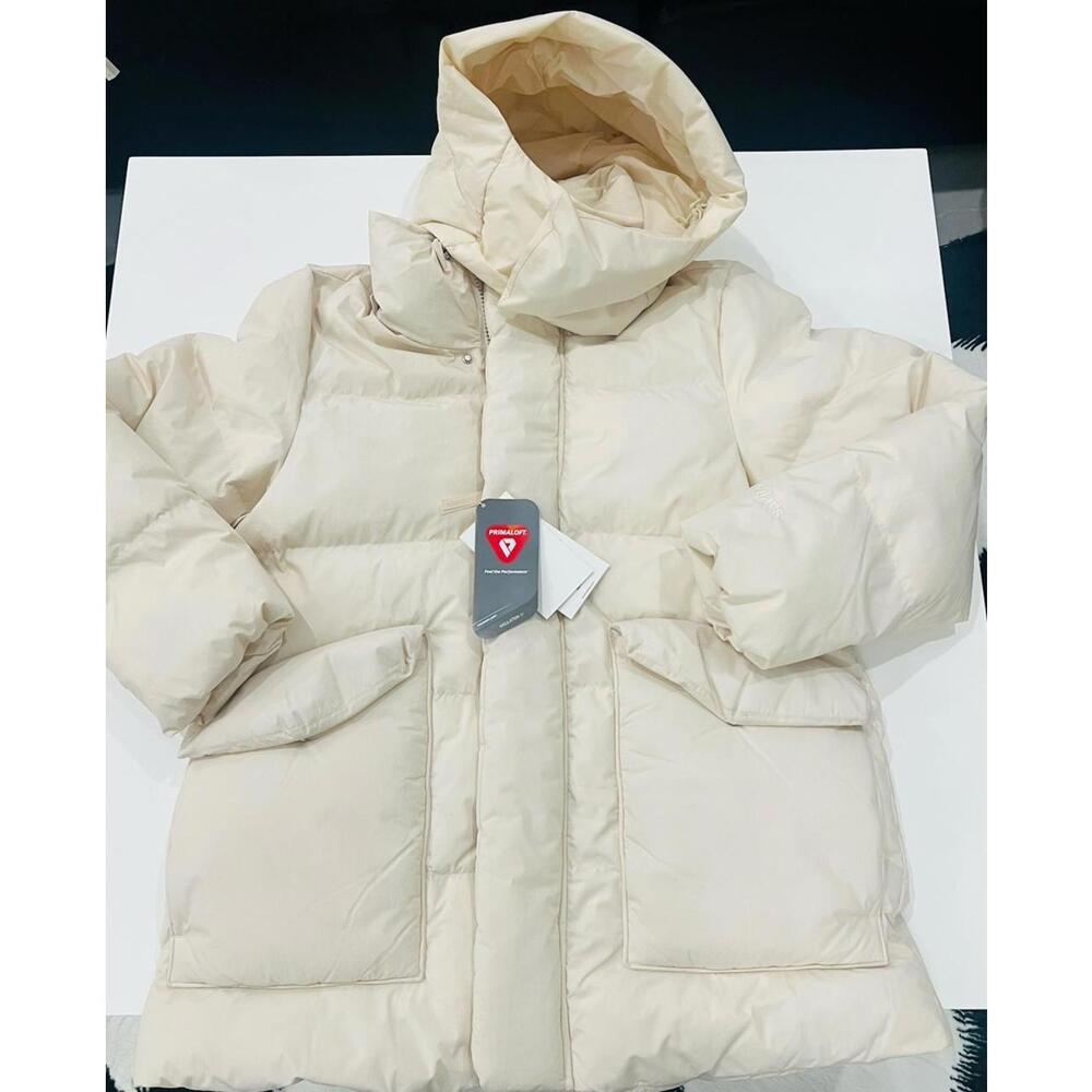 Halfdays Womens Wheeler Parka Puffer Jacket Oatmilk Hooded Relaxed Ski Snow M - Picture 10 of 11